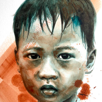 Painting titled "Bayani" by Madeline Berger (MadB), Original Artwork, Watercolor