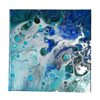 Peinture intitulée "Pouring Argent et B…" par Eve Emp, Œuvre d'art originale, Acrylique