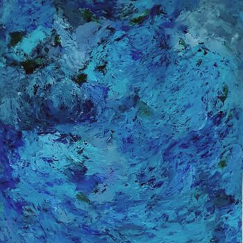 Painting titled "Blue, blue and blue" by Madelon De Keizer, Original Artwork, Acrylic Mounted on Aluminium