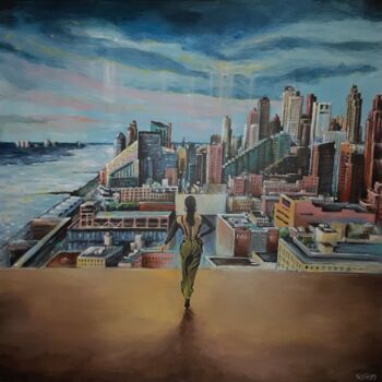 Painting titled "Charli in New-York." by Mademoiselle Solenn, Original Artwork, Acrylic