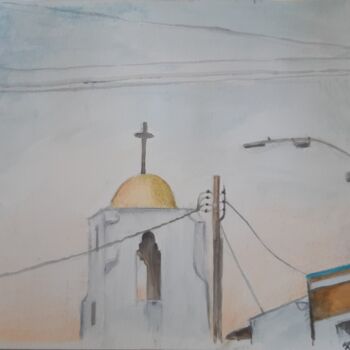 Painting titled ""L.A sky"" by Mademoiselle Solenn, Original Artwork, Watercolor