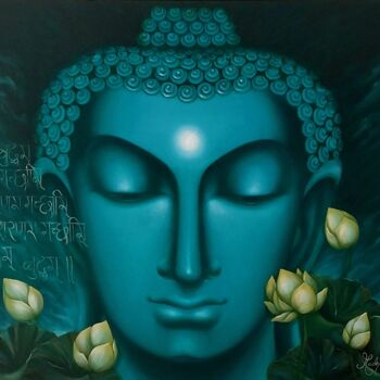Pintura titulada "Buddham Sharanam" por Madhumita Bhattacharya, Obra de arte original, Oleo