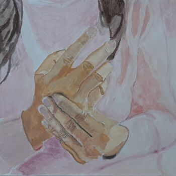 Schilderij getiteld "Female hands" door Madi Kabdenov, Origineel Kunstwerk, Gouache