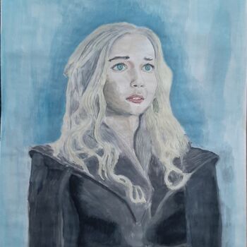Painting titled "Daenerys Targaryen" by Madi Kabdenov, Original Artwork, Gouache