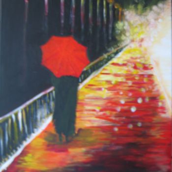 Painting titled "127-alone-on-a-rain…" by Madiorio, Original Artwork, Acrylic