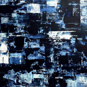 Schilderij getiteld "Bleu océan" door Madile Roussel, Origineel Kunstwerk, Acryl Gemonteerd op Frame voor houten brancard