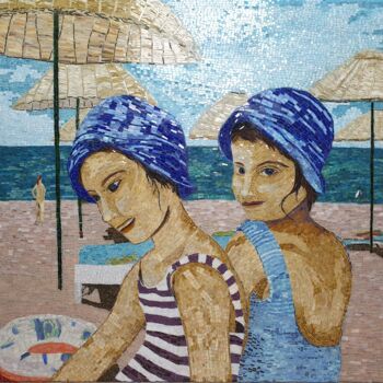 Γλυπτική με τίτλο "Two Sisters ~ ELIZA…" από The Planet Malisa, Αυθεντικά έργα τέχνης, Ψηφιδωτό