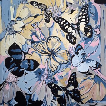 Drawing titled "Flowers and butterf…" by Madlen Fox, Original Artwork, Gouache