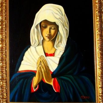 Картина под названием "Madonna del Sassofe…" - Madoner, Подлинное произведение искусства