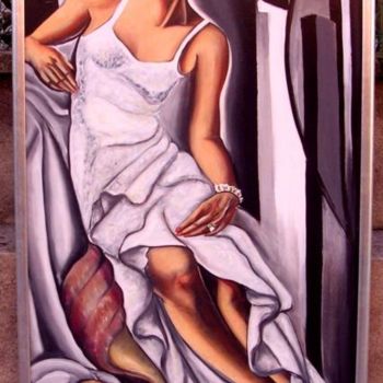 Painting titled "Madame in Blanc" by Madoner, Original Artwork, Oil