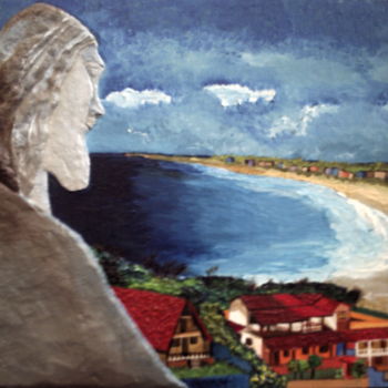 Картина под названием "Orla de Maricá-Cris…" - Madrileide Raquel, Подлинное произведение искусства, Акрил Установлен на Дере…