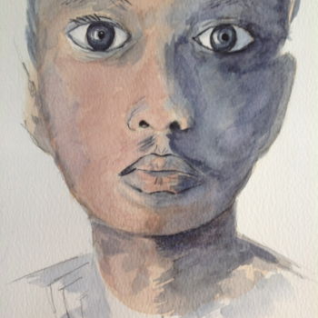 Peinture intitulée "l'enfant afriquain.…" par Mady Mosbeux, Œuvre d'art originale