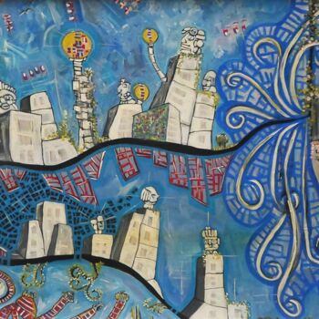 Картина под названием "SUBWAY RÍA" - Mae Art, Подлинное произведение искусства, Акрил Установлен на Деревянная рама для носи…