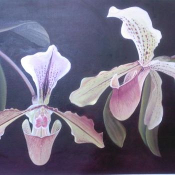 Painting titled "Orchidées" by Mael, Original Artwork, Oil