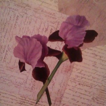 Peinture intitulée "Iris et écritures" par Mael, Œuvre d'art originale, Huile