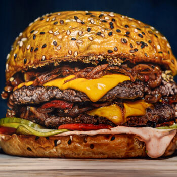 Peinture intitulée "Burger" par Maëlle Valantin, Œuvre d'art originale, Acrylique