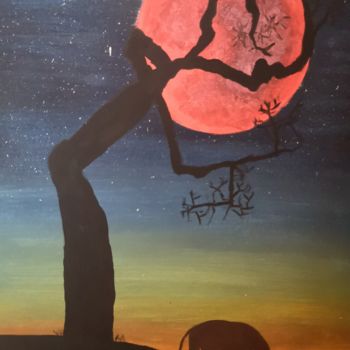 "Lune rouge" başlıklı Tablo Maeva Combe tarafından, Orijinal sanat, Akrilik