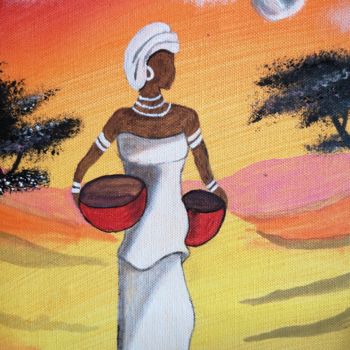 Peinture intitulée "Culture africaine" par Maeva Combe, Œuvre d'art originale, Acrylique