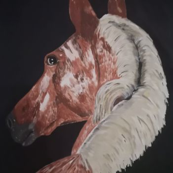 Peinture intitulée "Mon fidèle destrier" par Maeva Combe, Œuvre d'art originale, Acrylique