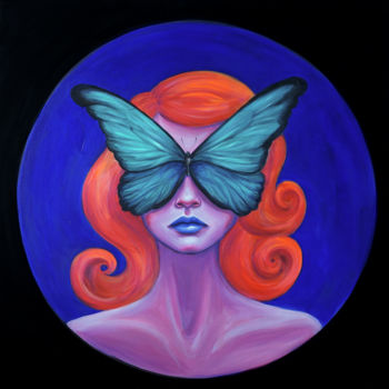 Painting titled "Psyché" by Maëva Yger, Original Artwork, Acrylic Mounted on Wood Stretcher frame