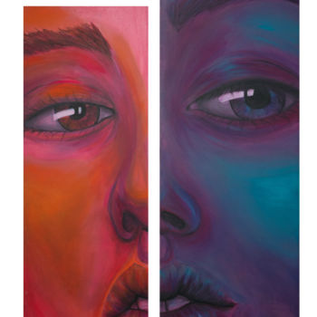 Painting titled "Convergence" by Maëva Yger, Original Artwork, Acrylic Mounted on Wood Stretcher frame