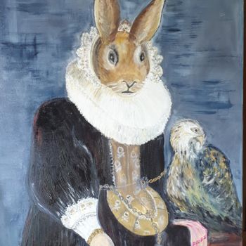 Painting titled "Monsieur le lapin e…" by Beatrice Leveille, Original Artwork