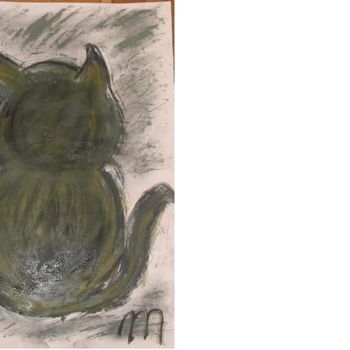 Painting titled "chat gourmand" by Maevy, Original Artwork