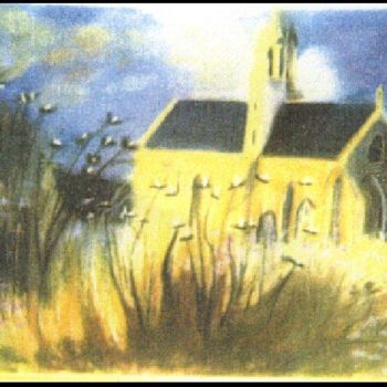 Peinture intitulée "chapelle en ruine" par Maevy, Œuvre d'art originale, Huile