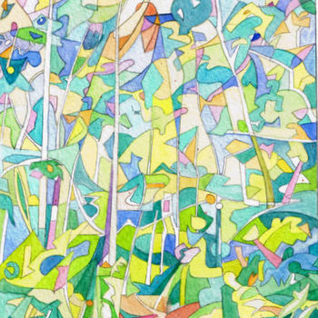 Malarstwo zatytułowany „Aquarelle forêt” autorstwa Gilbert Foing, Oryginalna praca, Akwarela