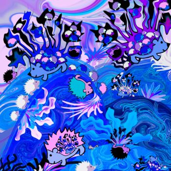 Arte digitale intitolato "hedgehog dream" da Magagoto, Opera d'arte originale, Pittura digitale