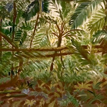 「Forêt tropicale」というタイトルの絵画 Magali Laure Tissierによって, オリジナルのアートワーク, アクリル ウッドストレッチャーフレームにマウント
