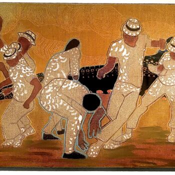 Pittura intitolato "Capoeira no Sol" da Magali Laure Tissier, Opera d'arte originale, Acrilico Montato su Telaio per barella…