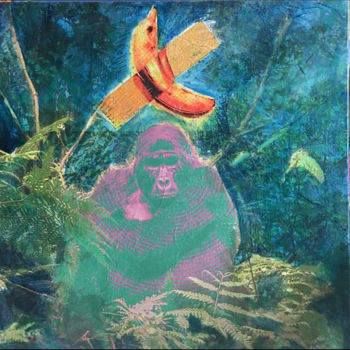 Malerei mit dem Titel "LFDG 2, le gorille" von Marcelle Delacité, Original-Kunstwerk, Öl