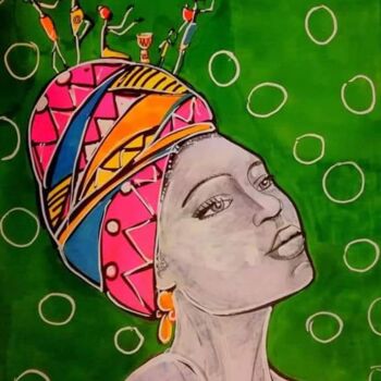 Painting titled "AFRIQUE" by Magali Rousseau, Original Artwork