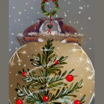 Peinture intitulée "Boules de Noël" par Magali Rousseau, Œuvre d'art originale, Acrylique