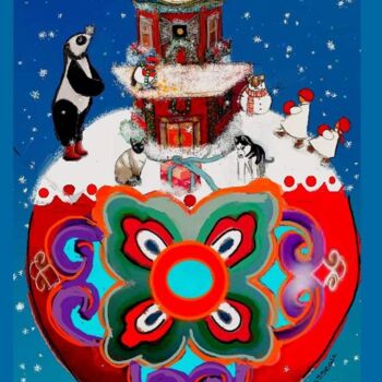 Peinture intitulée "Boules de Noël" par Magali Rousseau, Œuvre d'art originale, Acrylique