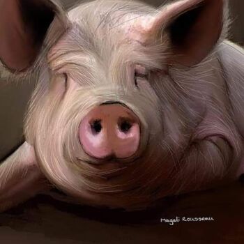 Painting titled "Cochon" by Magali Rousseau, Original Artwork, Acrylic