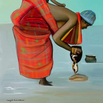 Pintura intitulada "Afrique" por Magali Rousseau, Obras de arte originais, Acrílico
