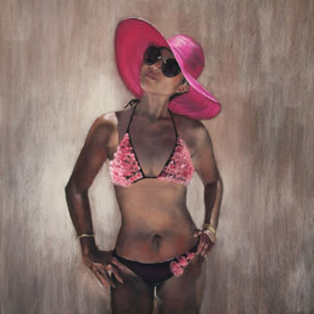 Painting titled "Pink Lady" by Magali Chami, Original Artwork, Pastel