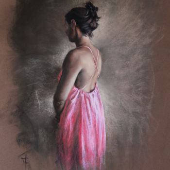 Painting titled "Rosebud" by Magali Chami, Original Artwork, Pastel