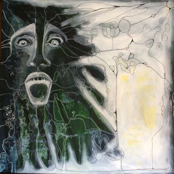 Painting titled "Sueurs froides" by Magalie Hiquet, Original Artwork, Acrylic
