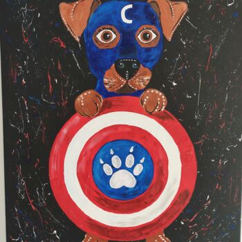 Peinture intitulée "Captain dog" par Skippyart, Œuvre d'art originale, Acrylique