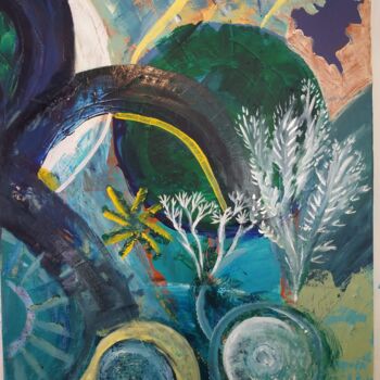 Painting titled "One planet" by Magda Hoibian, Original Artwork, Oil