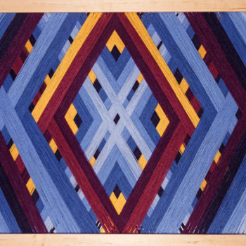 纺织艺术 标题为“Kalejdoskop” 由Magdalena Kulawik, 原创艺术品, String Art 安装在木板上
