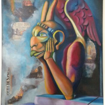 Painting titled "Gárgula" by Magda Mezadre, Original Artwork, Oil