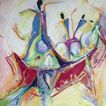 Malerei mit dem Titel "La barque" von Magda Schneider Kiszio, Original-Kunstwerk, Öl