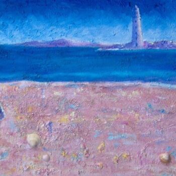 Schilderij getiteld "Sulla spiaggia rosa" door Magda Carella, Origineel Kunstwerk, Olie
