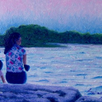 Peinture intitulée "Sul lago" par Magda Carella, Œuvre d'art originale, Huile