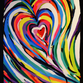 Painting titled "Energizing Hearts" by Magdalena Macniallais, Original Artwork, Acrylic