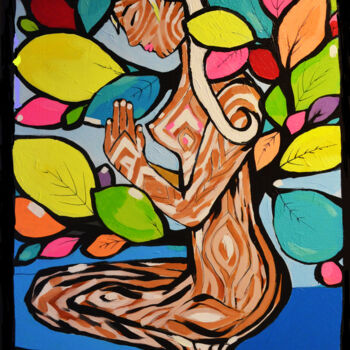 Pintura titulada "Tree Woman" por Magdalena Macniallais, Obra de arte original, Acrílico